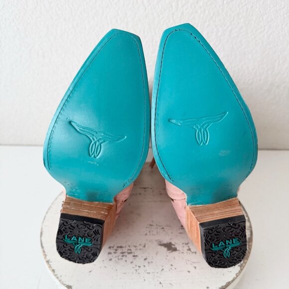 Lane Gallatin Womens Cowboy Boots 9 Pink Cowgirl Western Mid Calf Pointed Toe - Picture 8 of 11